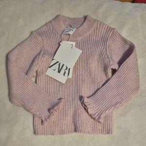 NWT Zara Baby Girl Soft Pink Ribbed Knit Sweater - 12-18 month